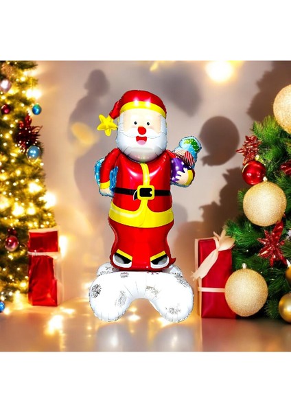 Ayaklı Büyük Noel Baba Folyo Balon Yılbaşı Noel Baba Balonu