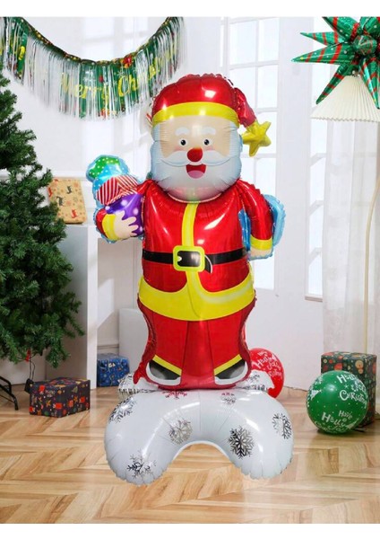 Ayaklı Büyük Noel Baba Folyo Balon Yılbaşı Noel Baba Balonu