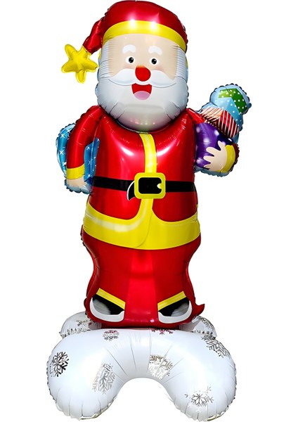 Ayaklı Büyük Noel Baba Folyo Balon Yılbaşı Noel Baba Balonu