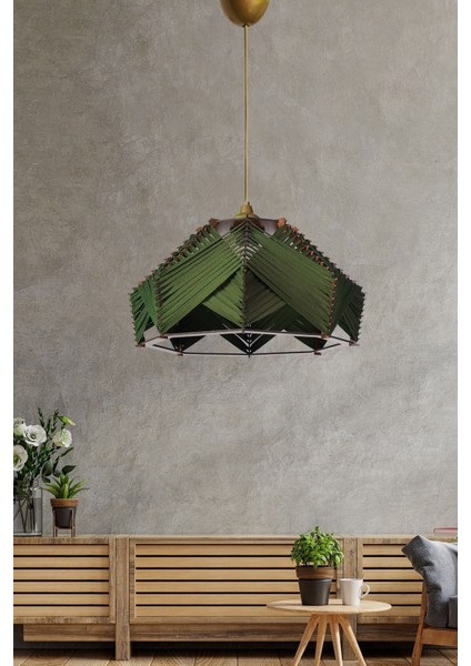 Haki-Yeşil Sarkıt Avize 30x60, Eskitme Model, Plastik Materyal