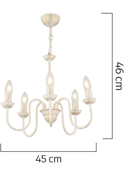 Modern 5'li metal sarkıt avize, beyaz tasarım, 55x70 cm, şık ve fonksiyonel aydınlatma indirimleri