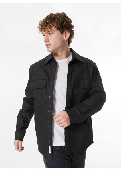 Siyah Erkek Gömlek Normal Düz Denim Gömlek M4WM-GML-1479 fiyatları