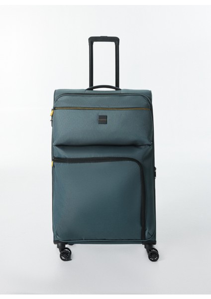 Petrol Çekçekli Kumaş Valiz 029 Büyük