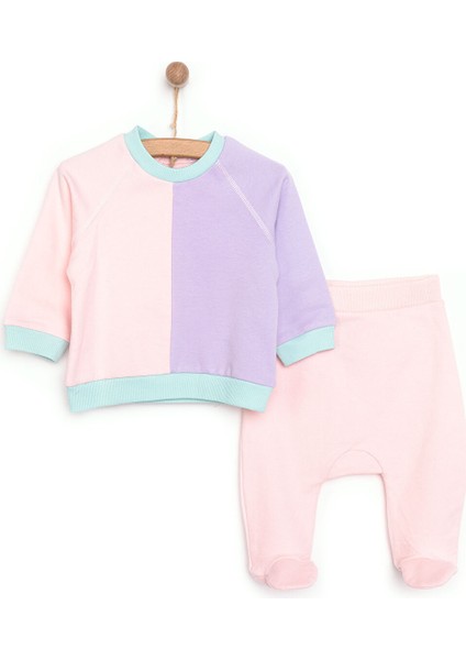 HelloBaby Yenidoğan Renk Bloklu Sweatshirt-Patikli Alt 2li Takım Unisex