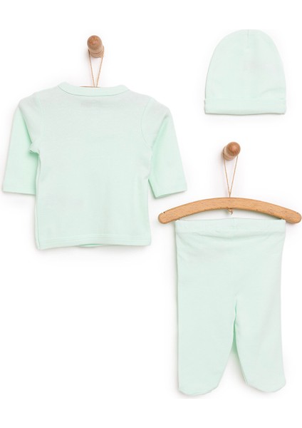 HelloBaby Yenidoğan Organik Zıbın-Şapka-Patikli Alt Unisex
