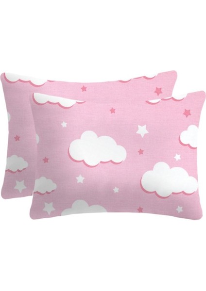Yumuşak pamuklu bebek yastık kılıfı, 35x45, 2'li set, şirin pembe renkli