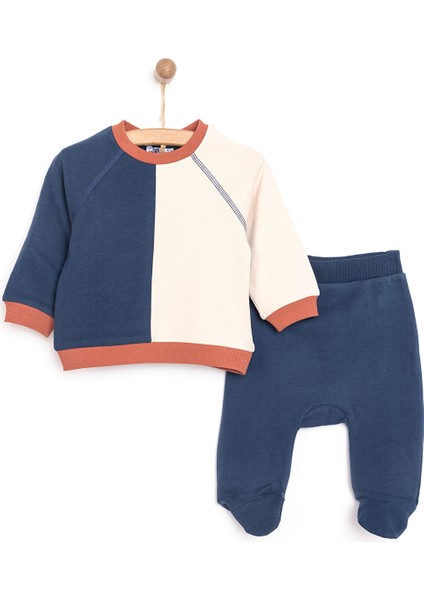 HelloBaby Yenidoğan Renk Bloklu Sweatshirt-Patikli Alt 2li Takım Unisex