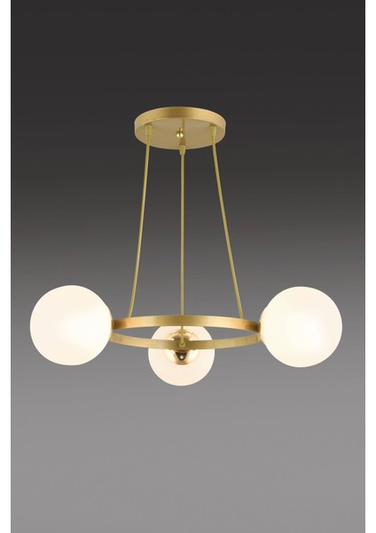 Modern 3'lü halka avize, metal ve cam detaylarıyla şık aydınlatma seçeneği modelleri