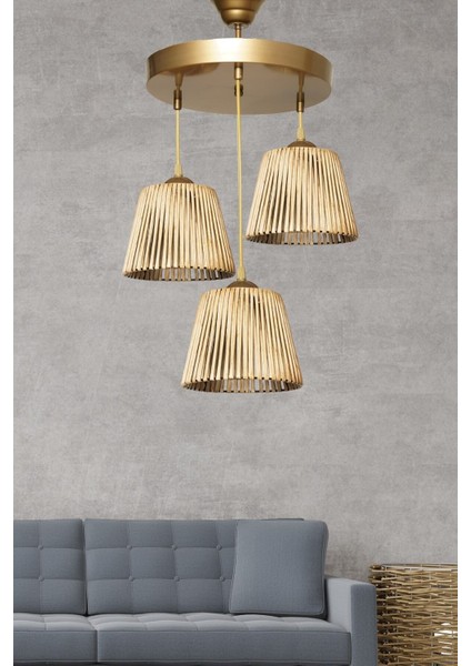 Modern 3'lü plastik avize, doğal ve şık aydınlatma seçeneği