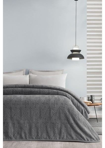 Melan Çift Kişilik Emboss Battaniye - Gri, 200 x 220