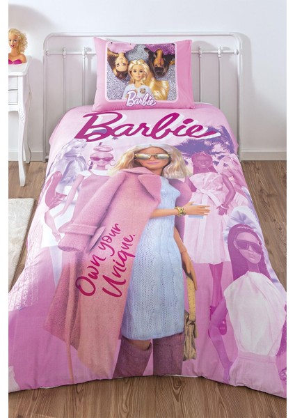 Pink Power Lisanslı Karakter BASKILI Pamuk Nevresim Takımı, Çok Renkli, Tek Kişilik (Nevresim: 160 x 220 Cm/lastikli Çarşaf: 100 x 200 cm / 1 Adet Yastık Kılıfı: 50 x 70 Cm)