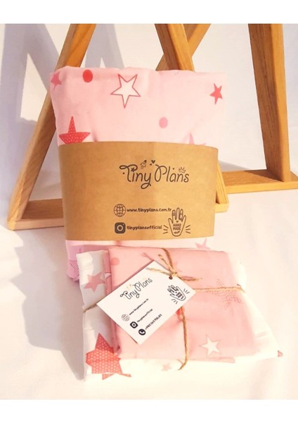 Pembe ve beyaz pamuklu bebek nevresim takımı 70x120 cm, lastikli çarşafli fiyatları