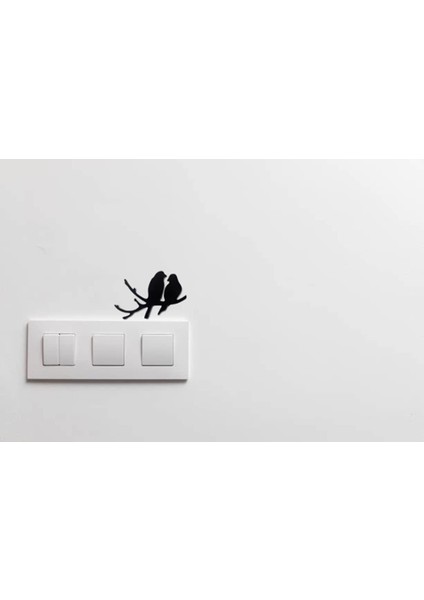 Taraflı Kullanıma Uygun Dal Üstünde Kuşlar Duvar Sticker
