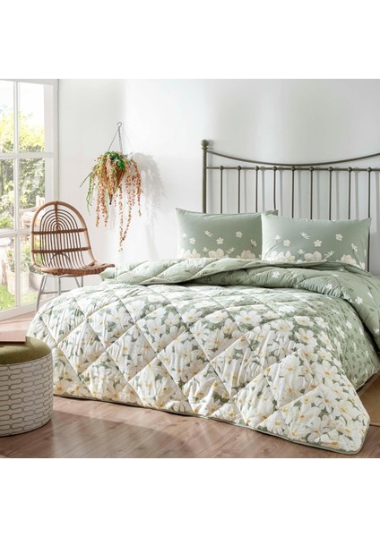 Pietra Çiçek DESENLI%100 Pamuk Yorgan Seti, Gri, Tek Kişilik (Yorgan: 155X215 Cm/çarşaf: 180X260 cm / 1 Adet Standart Yastık Kılıfı: 50X70 cm / 1 Adet Elyaf Dolgulu Yastık: 50X70 Cm)