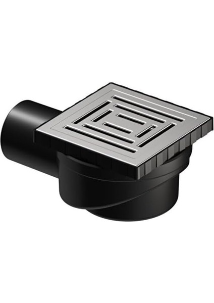 V-Flow Kare 5606979 Duş Kanalı, Yandan Çıkışlı, 10X10 Cm, Dk 800 Kapak, Mat Krom