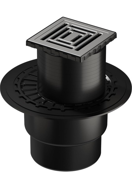 V-Flow Kare 5607320 Yalıtımlı Duş Kanalı, Alttan Çıkışlı, 10X10 Cm, Dk 800 Kapak, Mat Krom