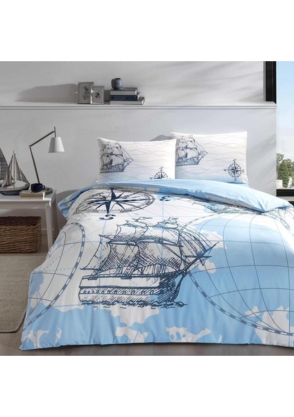 Ranforce Marin DESENLI Pamuk Nevresim Takımı, Turkuaz, Çift Kişilik
