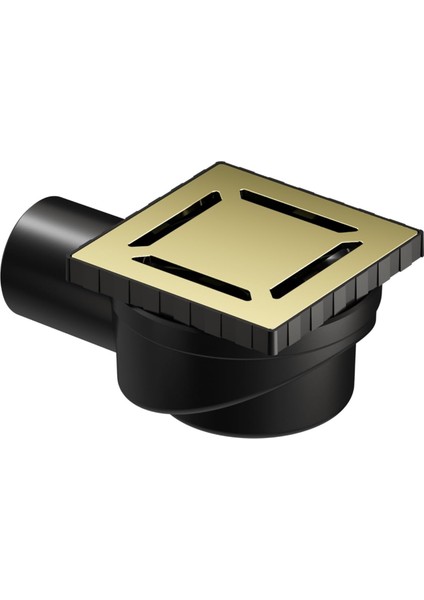 V-Flow Kare 5606972 Duş Kanalı Yandan Çıkışlı Dk 100 Kapak Parlak Altın