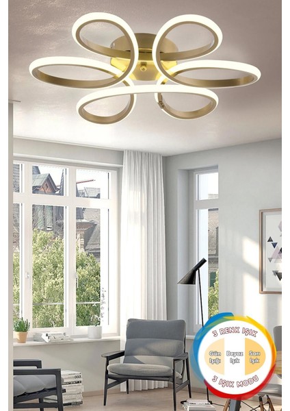 Tekno Trust Elvis Modern Eskitme Plafonyer Tavana Sıfır 3 Renk Işık Salon Mutfak Yatak Odası LED Avize
