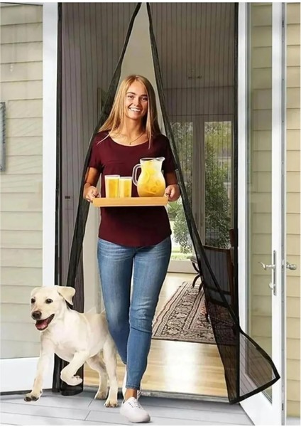 Kapı Sinekliği - Balkon ve Bahçe Kapısı İçin Sinek ve Böcek Önleyici Tül Perde, Siyah