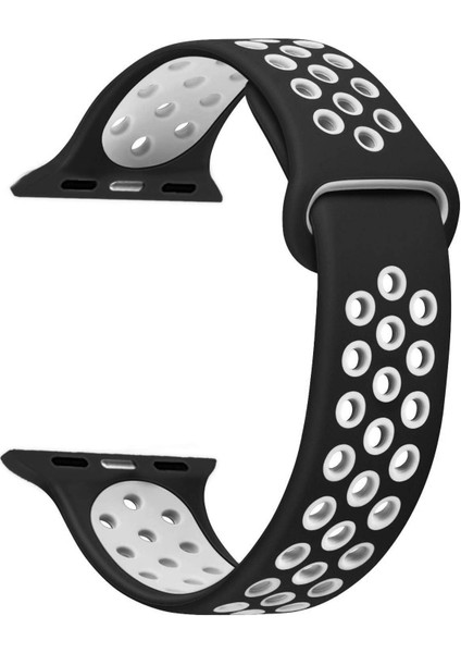 Apple Watch Series 6 40MM Için Kordon Rainbow Band Siyah Beyaz