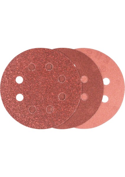 Professional Accessories Eksantirik Zımpara Kağıdı 6'lı Set, 125 mm 60/120/240 Kum 8 Delik