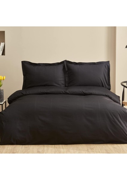 Home UNIQ%100 Pamuk Çift Kişilik Saten Nevresim Takımı Siyah