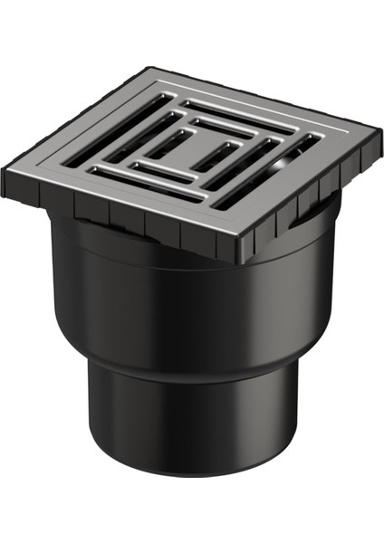 V-Flow Kare 5608282 Duş Kanalı, Alttan Çıkışlı, 10X10 Cm, Dk 800 Kapak, Mat Krom