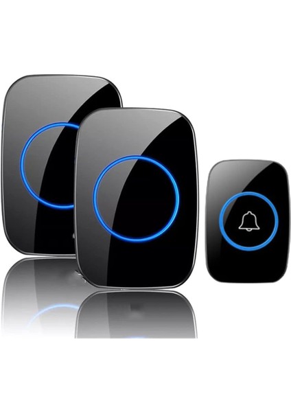Kablosuz Kapı Zili 2 Alıcılı + 1 Zil Ledli Uzaktan Kumandalı Işıklı Kapı Zili Yüksek Sesli 300MT Uzun Mesafeli