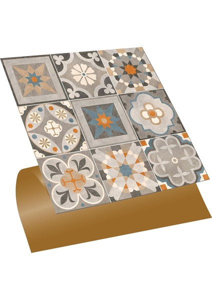 Kendinden Yapışkanlı Apricot Desenli Pvc Karo 30X30 cm (11 Adet / 1 M²)