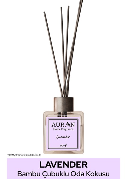 Lavanta Çubuklu Oda Kokusu Bambu Kokusu Kare Şişe Lavender Reed Diffuser 100ml