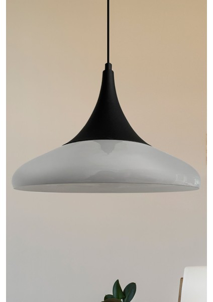 Gri tekli avize, metal tasarım, 35x35, şık ve modern aydınlatma seçeneği