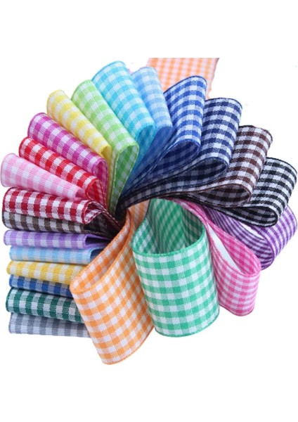 Tafta Ekoseli Kurdele 25 mm Mint 1 Metre