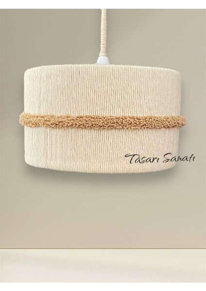 Şık Krom Makrome Avize, 30x60 cm, Duy Dahil, Açık Kahverengi, Modern Tasarım fiyatları
