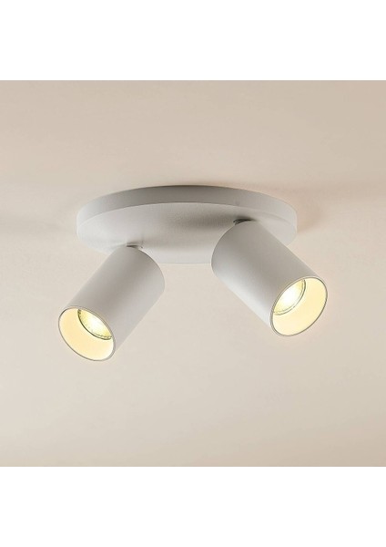Tekno Trust Metal Modern Spor 2 Li Beyaz Mafsallı LED Spot Avize Günışığı Ampullü