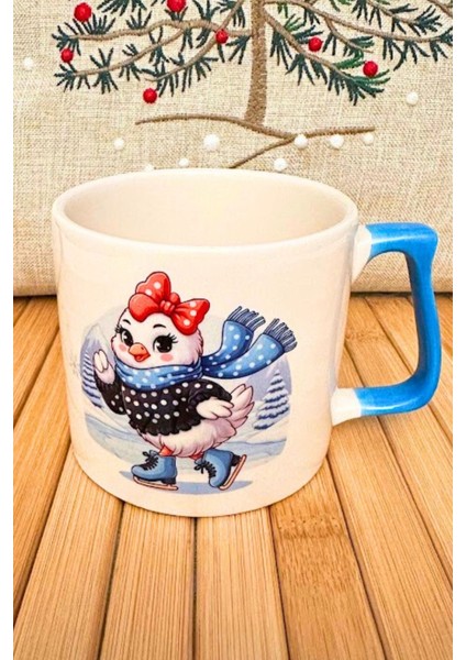Hediye Yılbaşı Merry Christmas Temalı Kanarya Seramik Kupa Bardak 225 ml