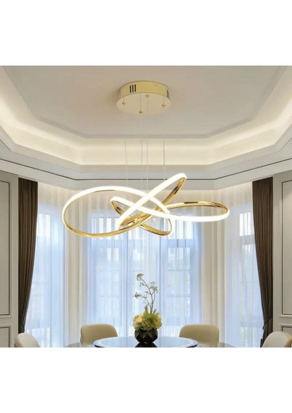Tekno Trust Kumandalı Dimmerli 3 Renk Işıklı Modern Sarkıt Power LED Avize Concept Ürün Gold Sarı Ledli Avize