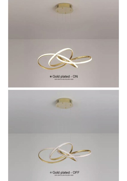 Tekno Trust Kumandalı Dimmerli 3 Renk Işıklı Modern Sarkıt Power LED Avize Concept Ürün Gold Sarı Ledli Avize
