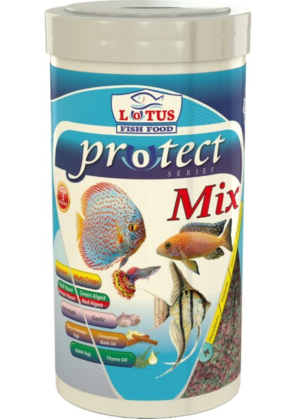 Beta Balığı Yemi 125ML, Lotus Protect Mix Cips 100ML Kutu Granül Balık Yemi, Multivitamin