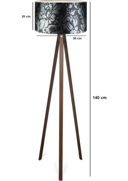 Siyah Çiçek Desenli Dekoratif Lambader AYD-2962