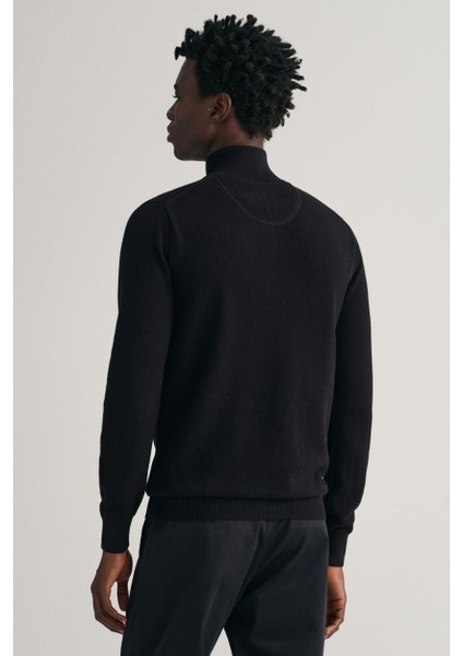 Erkek Regular Fit Yarım Fermuarlı Kazak - Siyah modelleri