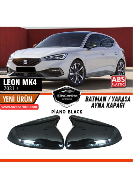Seat Leon Mk4 2021 ve Sonrası Uyumlu Batman Yarasa Ayna Kapağı Piano Black Abs Plastik Sağ Sol Takım