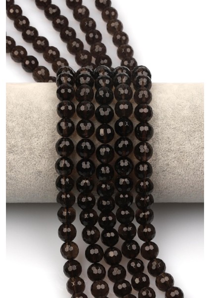 Dumanlı Kuvars Doğaltaş Dizi 8 mm Fasetli Küre Kesim