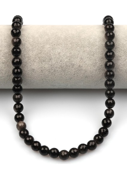 Silver Obsidyen Doğaltaş Dizi 8 mm Fasetli Küre Kesim fiyatları