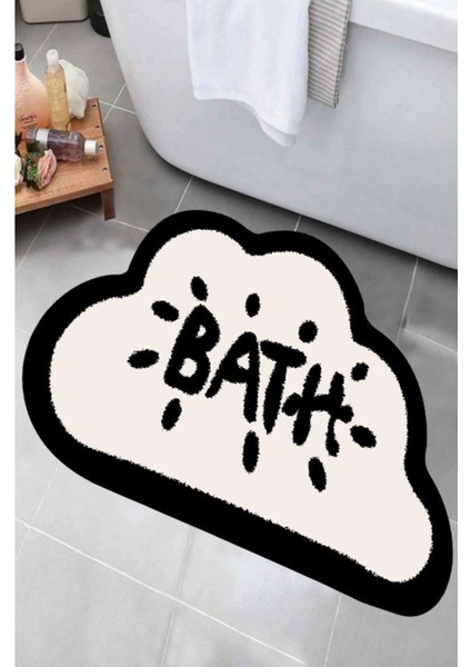 Bulut Desenli Kaymaz Tabanlı, 60x100 cm Dekoratif Banyo Paspası fiyatları