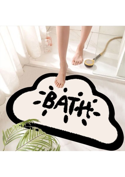 Bulut Desenli Kaymaz Tabanlı, 60x100 cm Dekoratif Banyo Paspası modelleri