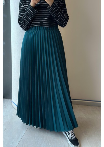 Pileli Etek-Zümrüt yeşil