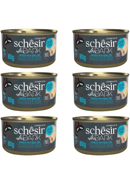 Schesir After Dark Pate Tavuklu ve Bıldırcın Yumurtalı Konserve Kedi Maması 80 gr 6'lı
