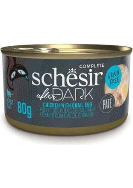 Schesir After Dark Pate Tavuklu ve Bıldırcın Yumurtalı Konserve Kedi Maması 80 gr 6'lı