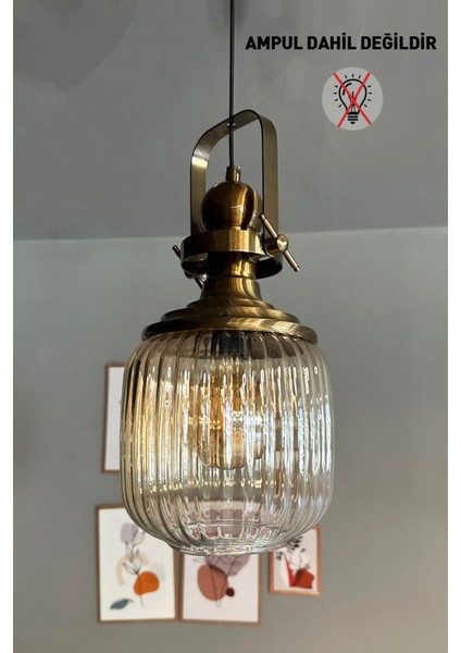Mopa Glass Bal Rengi Tekli Avize Eskitme Başlık Retro Sarkıt Lamba Restoran Salon Aydınlatma